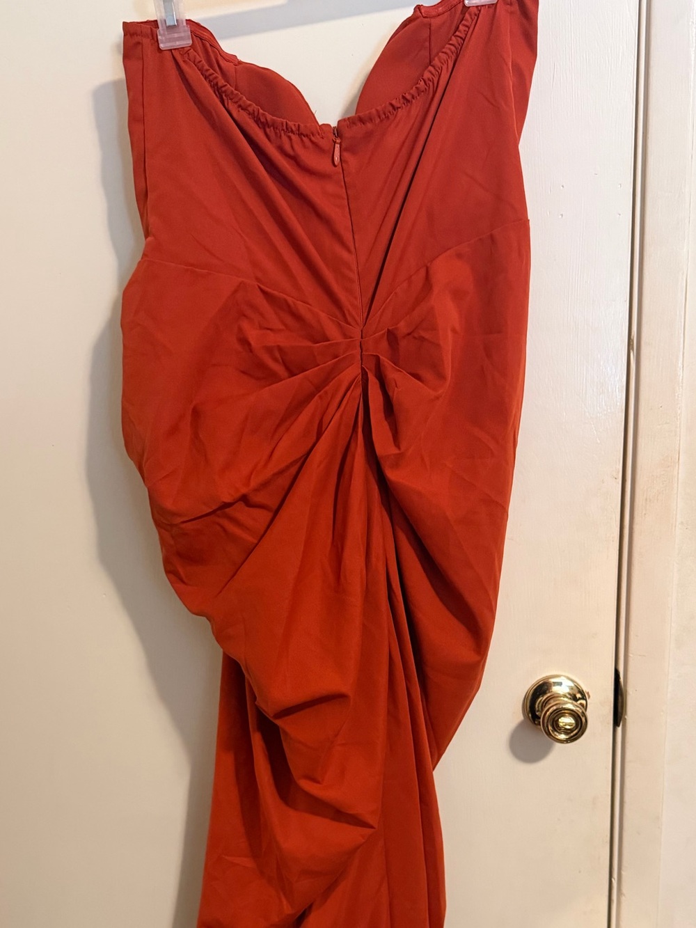 PrettyLittleThing Rust Strapless Draped High-Low Skirt - Picture 6 of 10